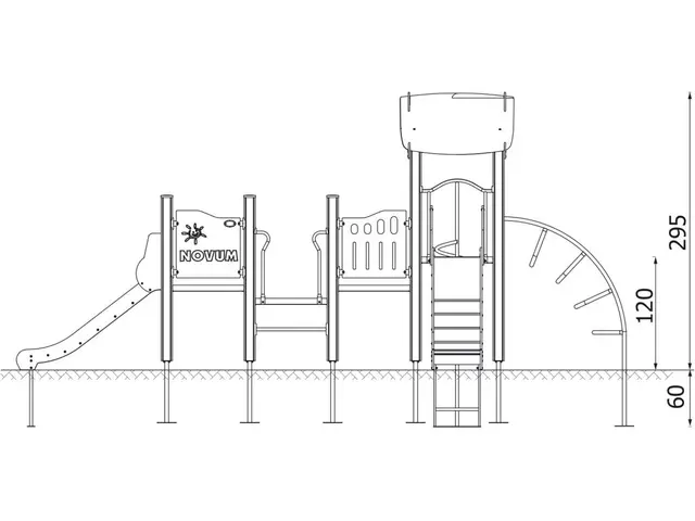 Lekeapparat Tower 12  med trestolper L647 x B371 x H295 cm 