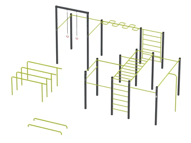 Street workout combo 3 lime L934 x B910 x H382 cm 