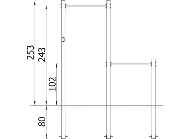 Street workout bars gul L277 x B9 x H243 cm 
