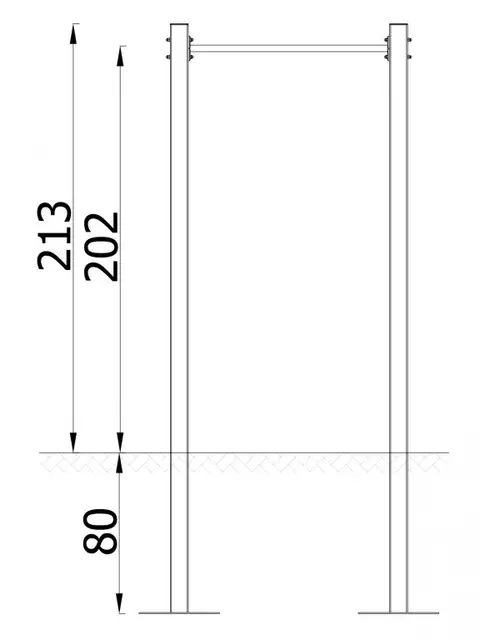 Street Workout Singel High Bar B118 x D9 x H213 cm 