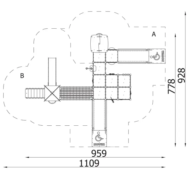 Lekeapparat kombinasjon L959 x B778 x H341 cm 