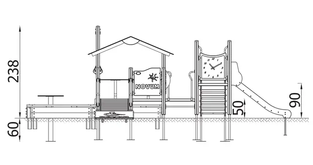Lekeapparat kombinasjon med sandkasse L785 x B593 x H238 cm 