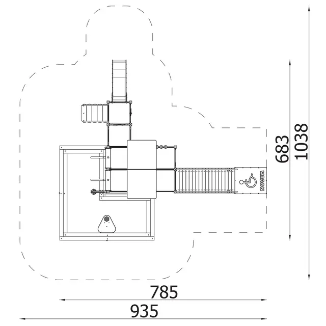 Lekeapparat kombinasjon med sandkasse L785 x B593 x H238 cm 