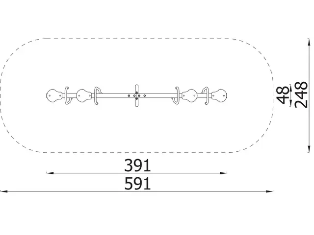 Vippe med fire seter L391 x B48 x H84 cm 