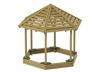 Terra sekskantet sandkasse med tak L348 x B302 x H300 cm