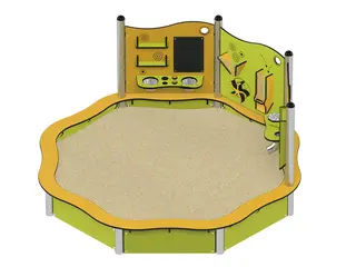 Milo sandkasse med aktivitetspaneler L239 x B239 x H119 cm