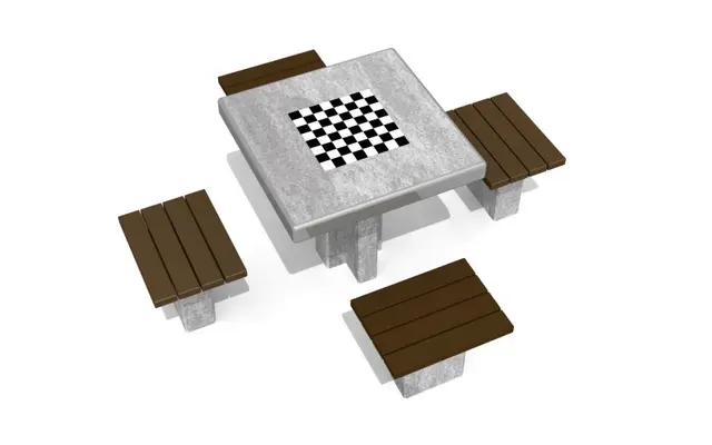 Sjakkbord i betong L180 x B180 x H76 cm 