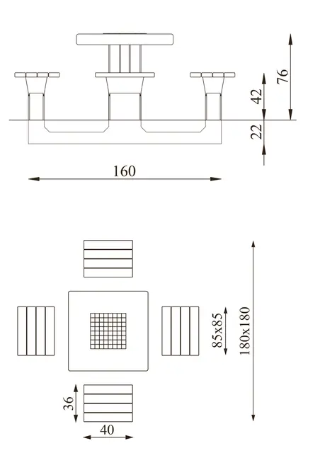 Sjakkbord i betong L180 x B180 x H76 cm 