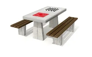 Betongbord med sjakk og ludo L160 x B80 x H78 cm