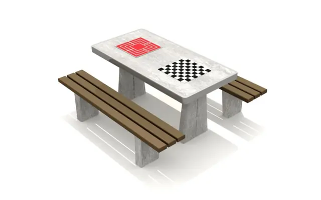Betongbord med sjakk og ludo L160 x B80 x H78 cm 