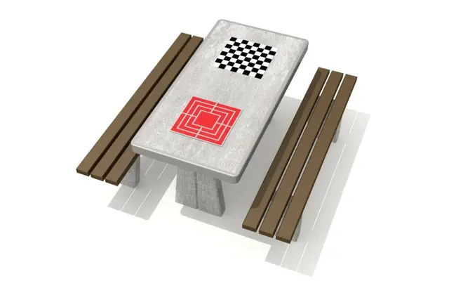 Betongbord med sjakk og ludo L160 x B80 x H78 cm 