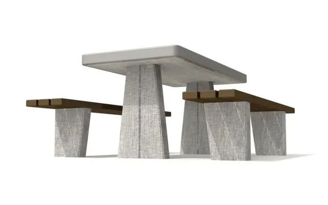 Betongbord med sjakk og ludo L160 x B80 x H78 cm 