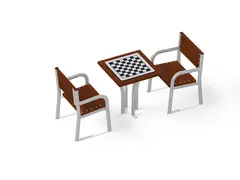 Sjakkbord m 2 stoler L63 x B63 x H70 cm