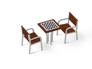 Sjakkbord m 2 stoler L63 x B63 x H70 cm