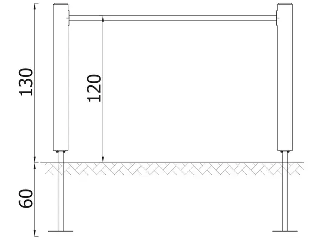 Gymnastic handrail L196 x B63 x H130 cm 