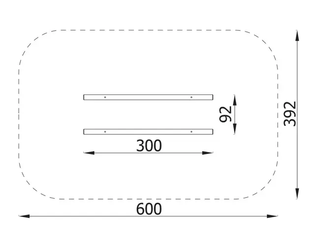 Balansebom 2 parallelle L300 x B92 x H55 cm 