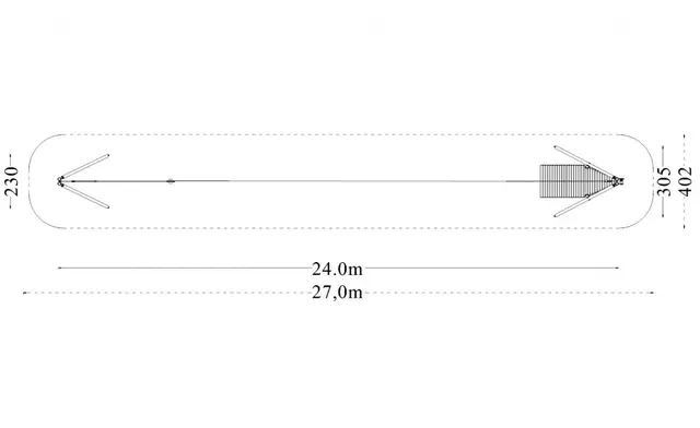 Taubane i stål L2400 x B305 x H350 cm 