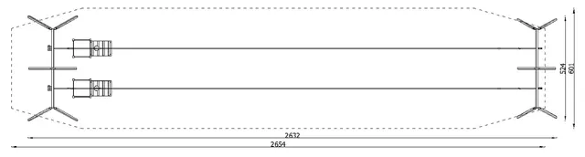 Taubane dobbel i stål L2632 x B524 x H340 cm 