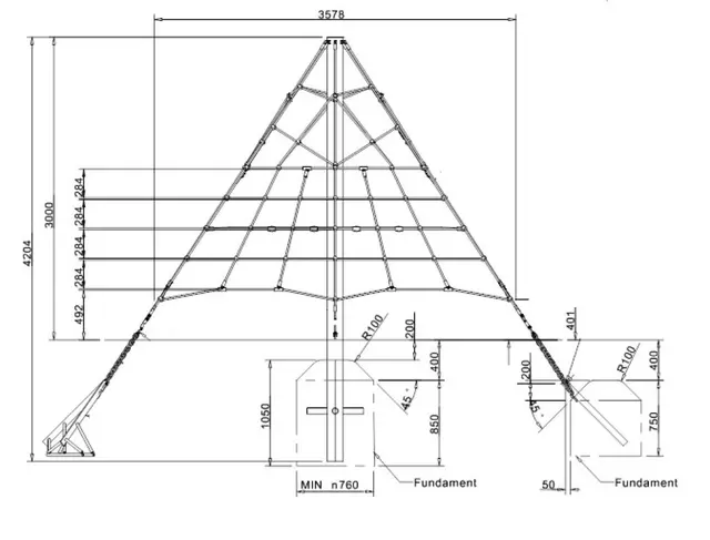 Liten klatrepyramide L402 x B402 x H300 cm 