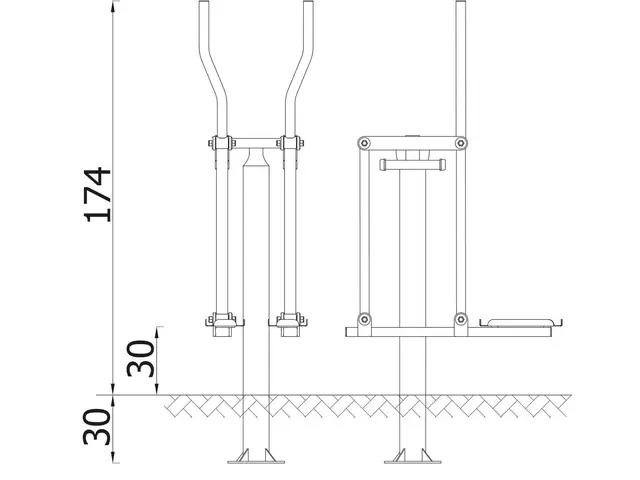Skiløper singelstamme H174 x B50 x D95 cm. 