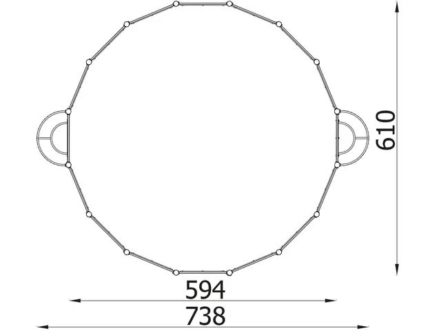 A4K ballbinge rund L739 x B600 x H214 cm 