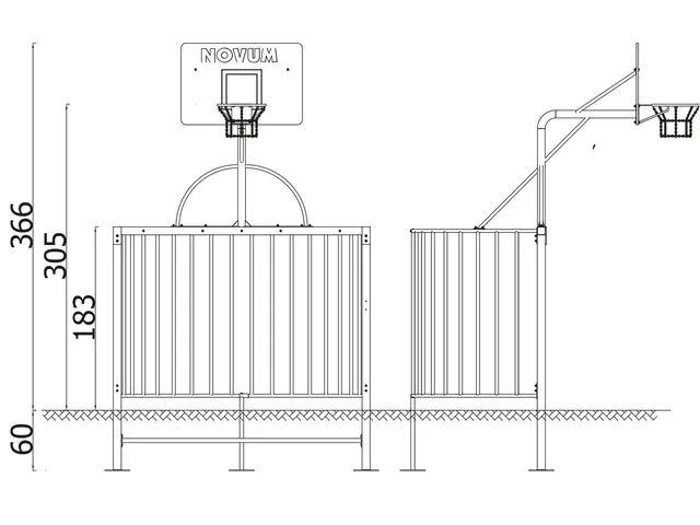 A4K kombinasjonsmål fotball og basket L289 x B256 x H366 cm 