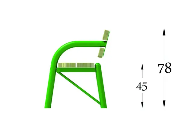 Parkbenk med rygg fastmontert L180 x B68 x H78 cm 