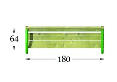 Parkbenk med rygg fastmontert L180 x B68 x H78 cm