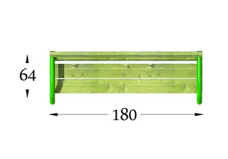 Parkbenk med rygg fastmontert L180 x B68 x H78 cm