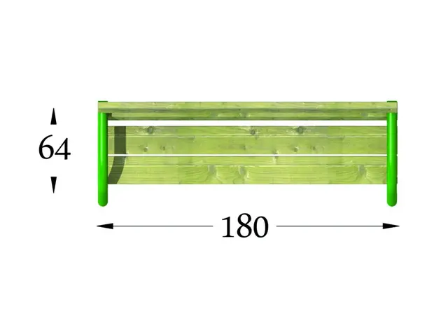 Parkbenk med rygg fastmontert L180 x B68 x H78 cm 