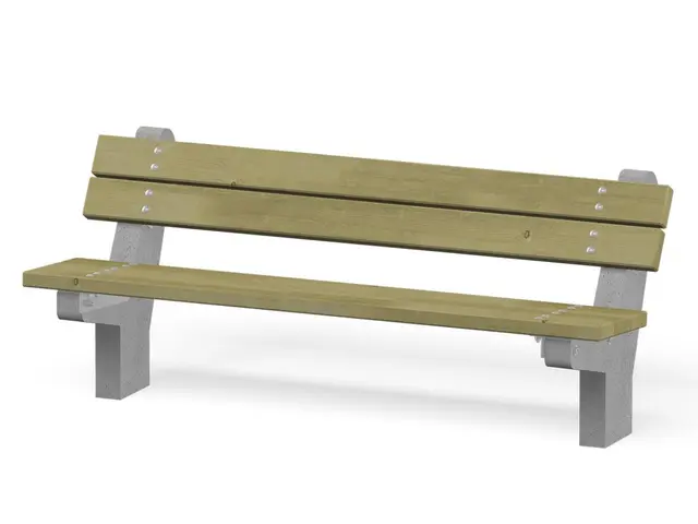 Trebenk med rygg på betongramme L180 x D69 x H75 cm, nedstøping 