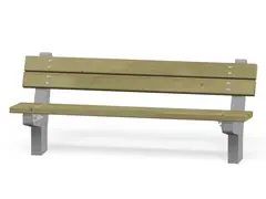 Trebenk med rygg p&#229; betongramme L180 x D69 x H75 cm, nedst&#248;ping