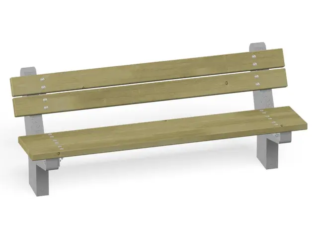 Trebenk med rygg på betongramme L180 x D69 x H75 cm, nedstøping 