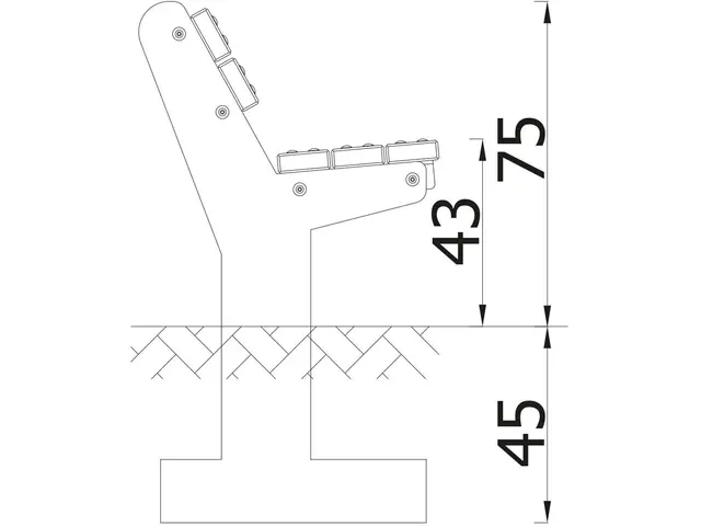 Trebenk med rygg på betongramme L180 x D69 x H75 cm, nedstøping 