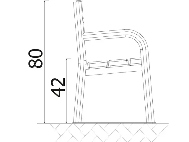 Frittstående parkbenk E02 L180 x B54 x H80/42 cm 