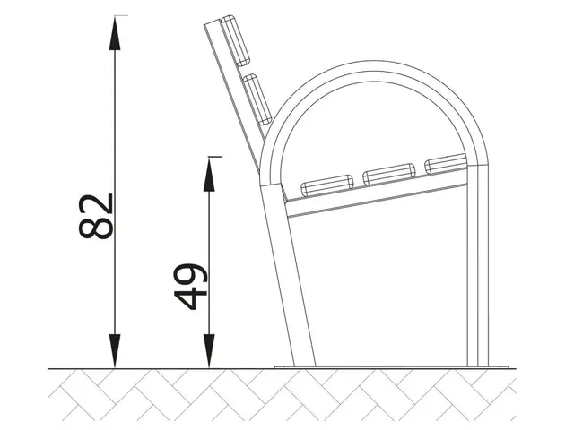 Frittstående parkbenk B02 L62 x B180 x H62 cm 