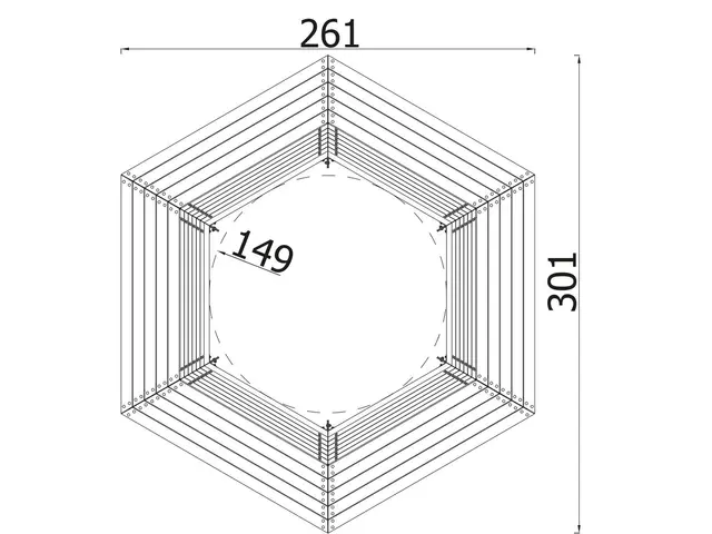 Rund parkbenk L301 x B261 x H88 cm 