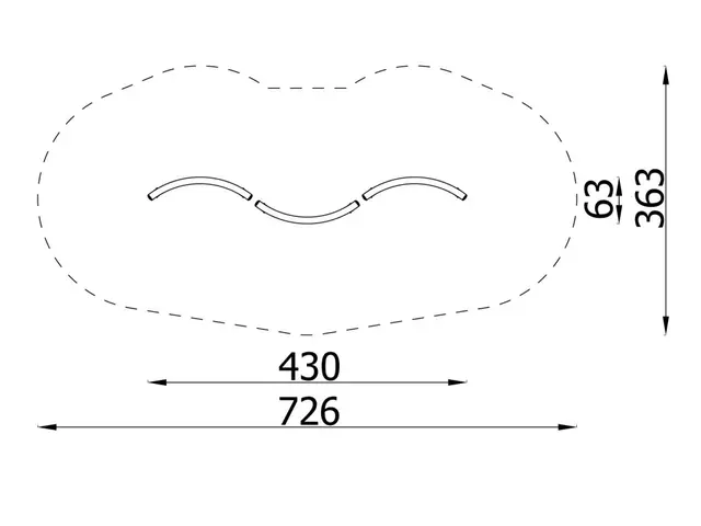 Balansebom L433 x B63 x H50 cm 