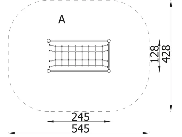 A4K Gjennomgang, nett L245 x B128 x H143 cm 