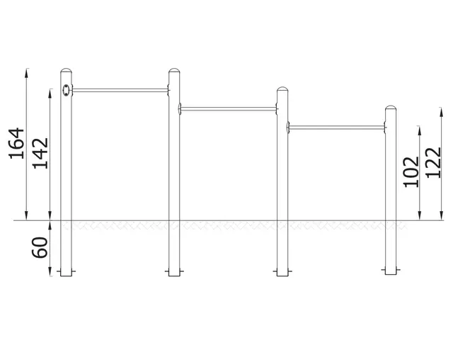 A4K trippel Pull-up bars L360 x B12 x H164 cm 