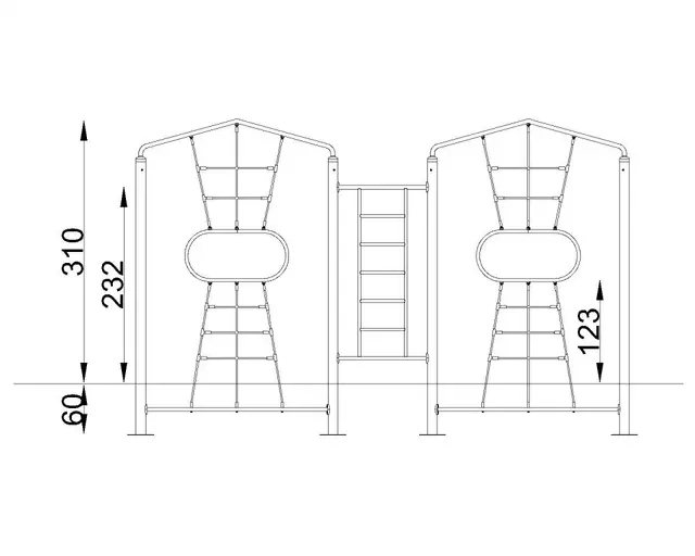 A4K klatrestativ 3 L578 x B72 x H300 cm 