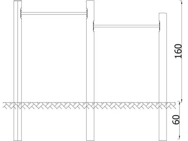 Robinio fitness kolbøttestativ dobbel L240 x B12 x H160 cm 