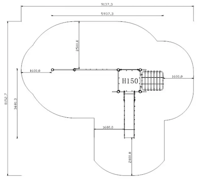 Barnas klatreborg 9 L594 x B368 x H300 cm 
