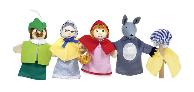 Fingerdukker rødhette og ulven 4 stk 