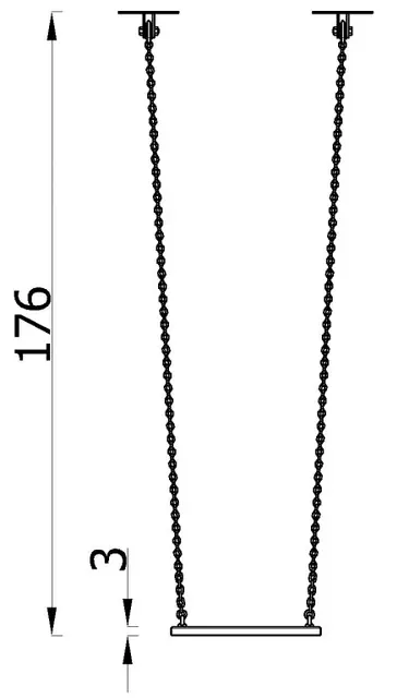 Huske med toppfeste L43 x B17 x H168 cm 
