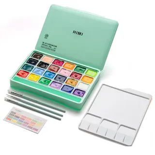 HIMI Jelly gouache sett 24 farger, 3 pensler
