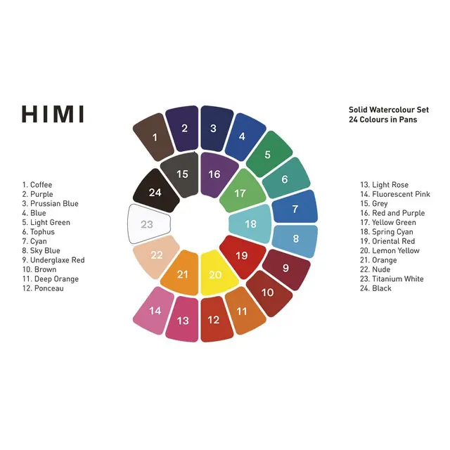 HIMI akvarellmaleskrin 24 farger 
