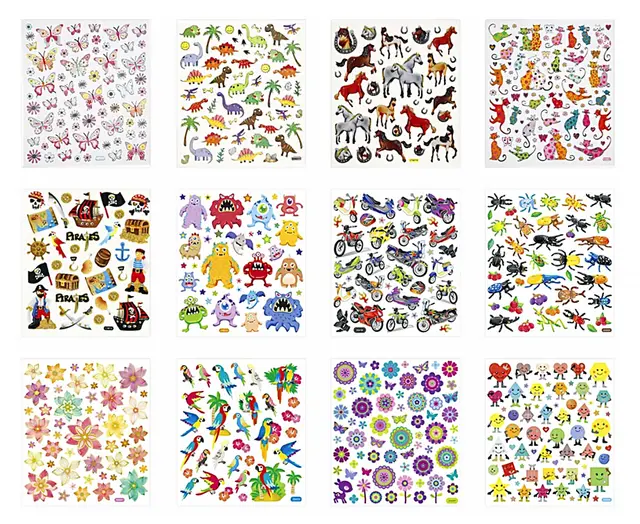 Klistremerker i blokk 12 ark 