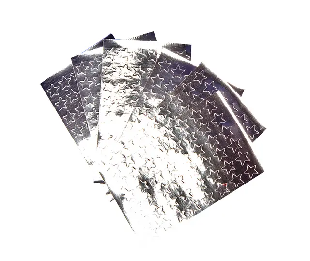 Klistremerker sølvstjerner Ø13 mm, 288 stk 