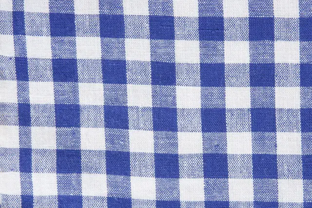 Bomullstoff rutet blå B140 cm 